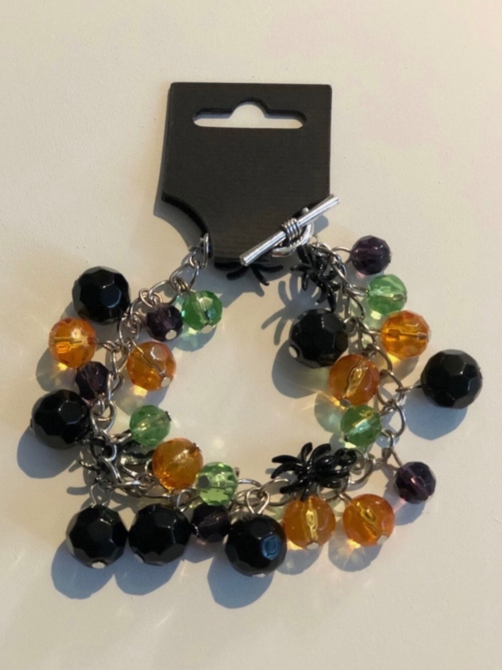 New Halloween Beaded Bracelet with Spider Charms.